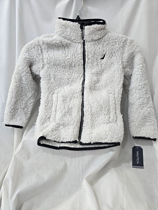 Nautica Boys Full Zip Jacket, Size S (4), Nuffdooe Lt Grey / Sherpa *BRAND NEW*
