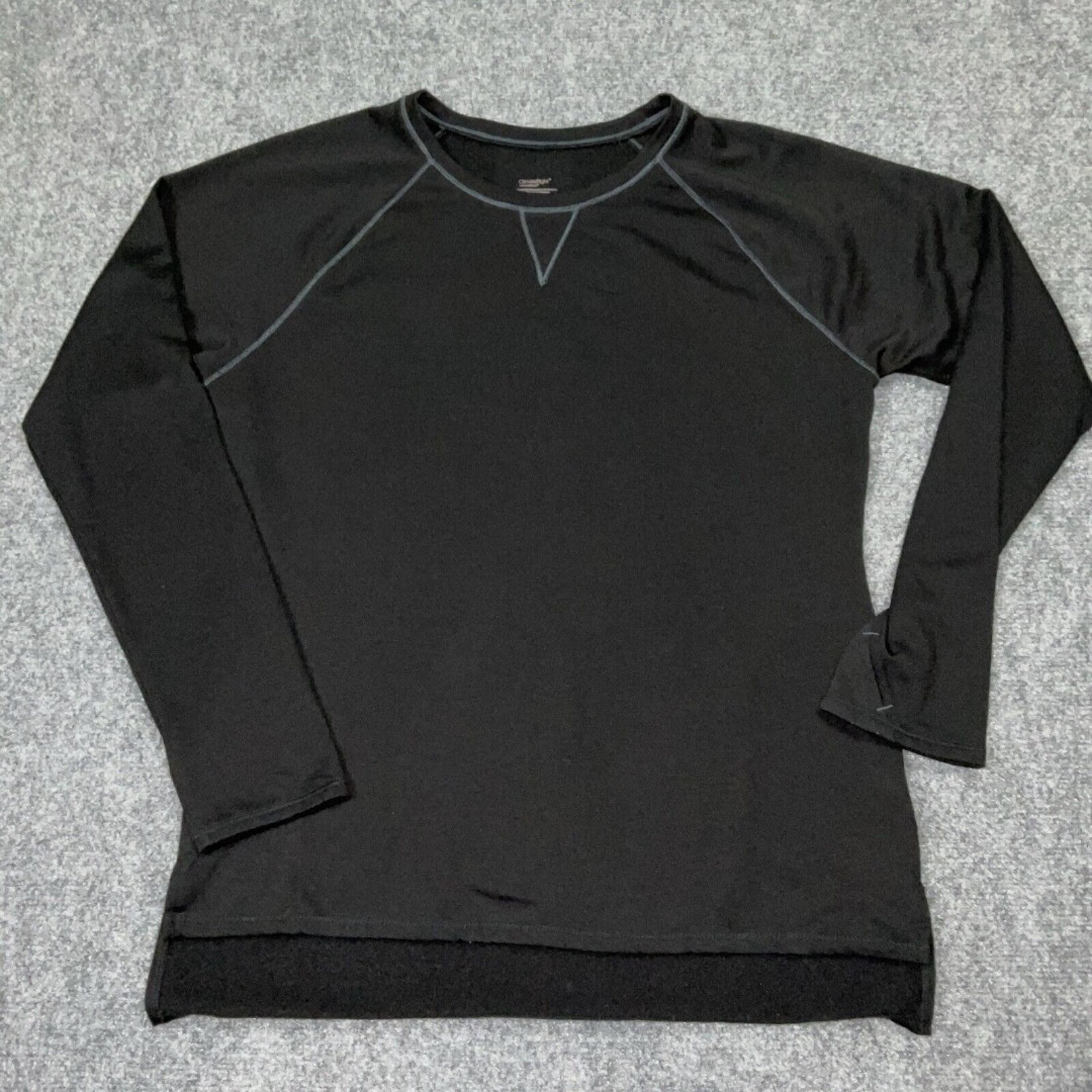 Cuddl Duds Sweater Womens Size Large Black Fleece Thumb holes