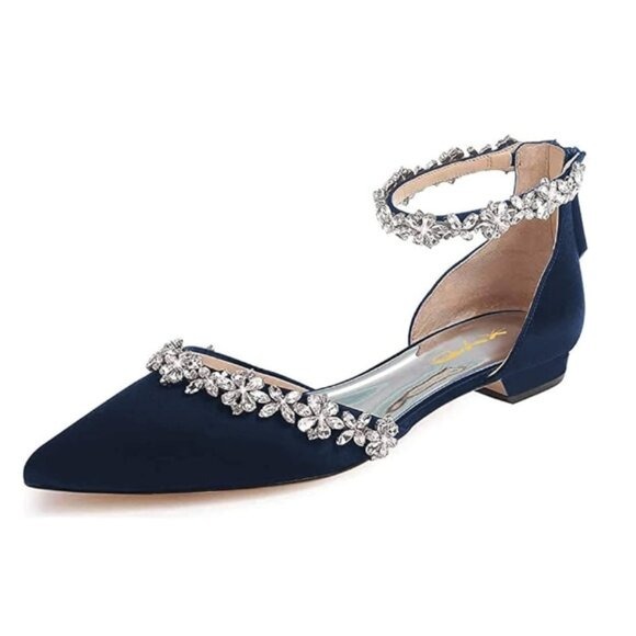 XYD Women Classic Pointed Toe D'Orsay Wedding Flat Sandals Sparkly Rhine…