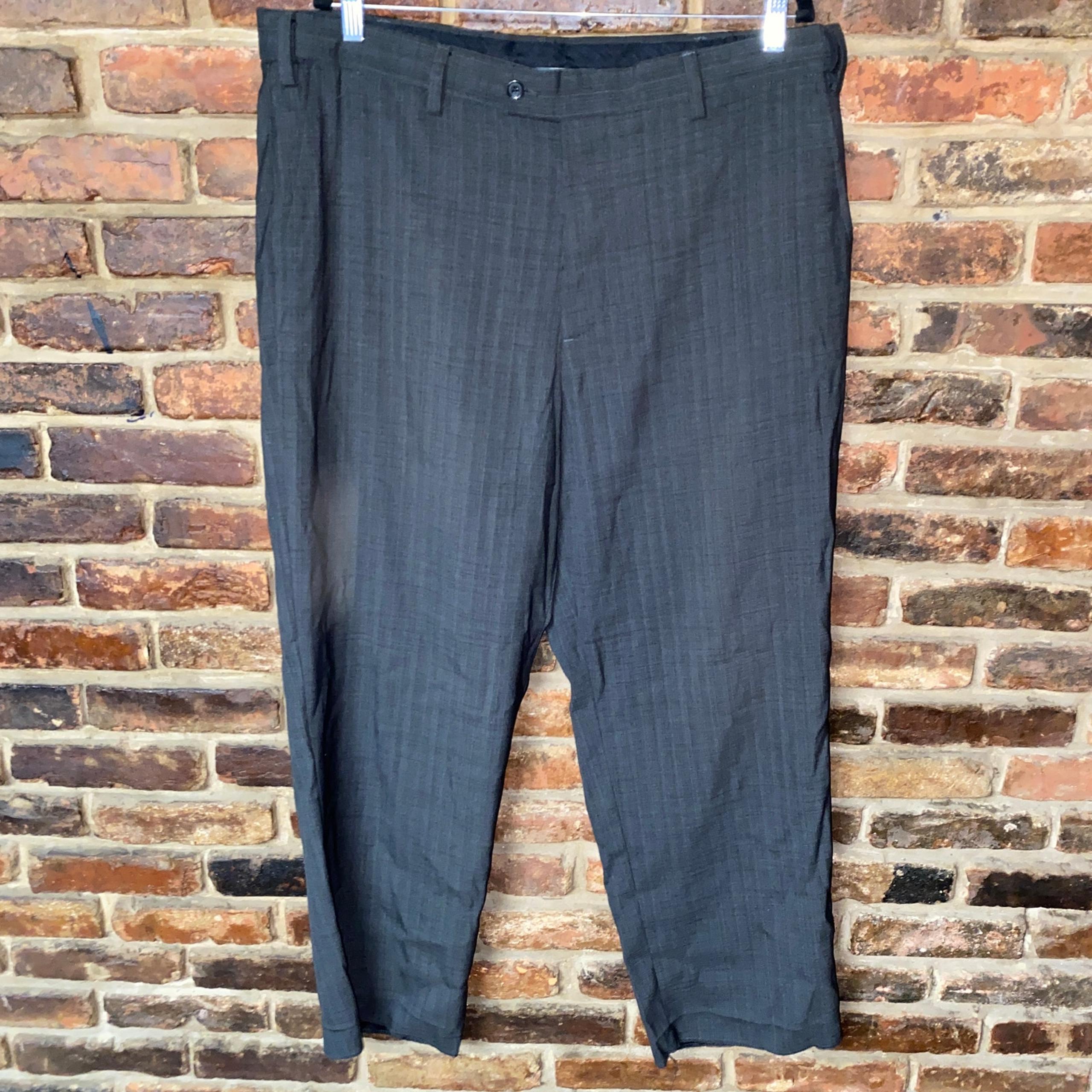 David Taylor Collection Gray Striped Plaid Flat Front Dress Pants Men's 40x29