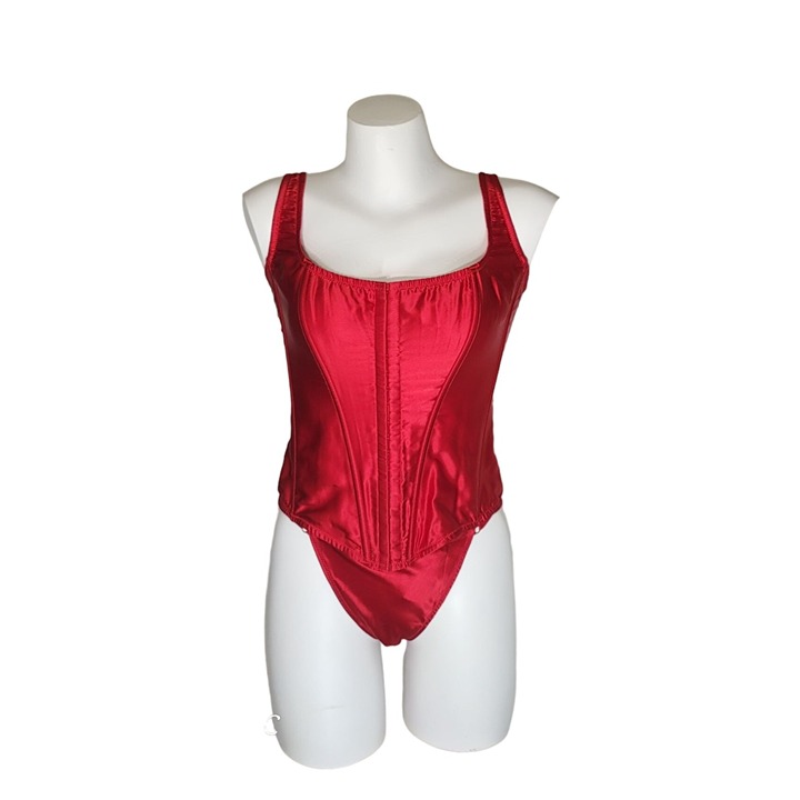Victoria's Secret Silk Corset Top Panties Thong Set L