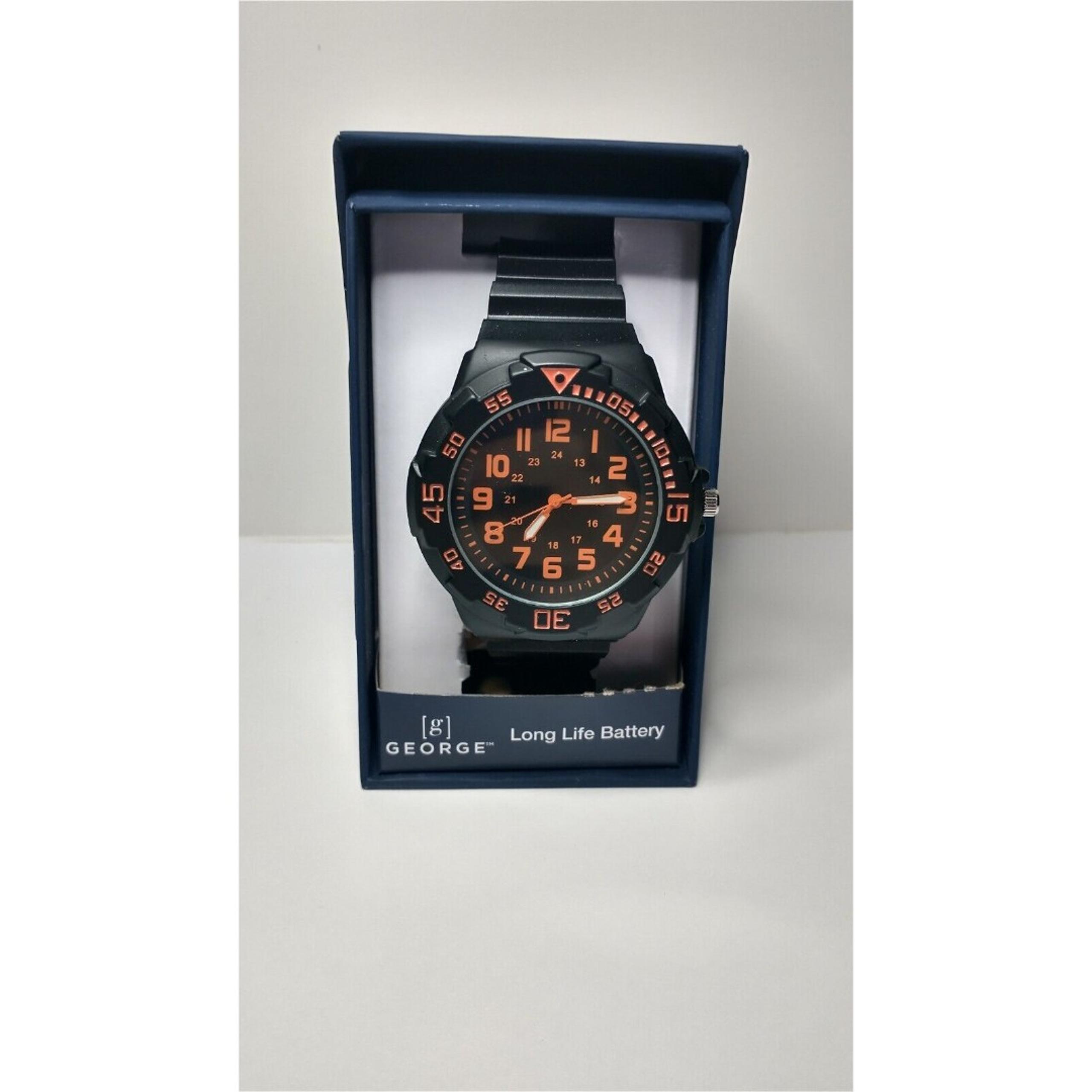 GEORGE Sports 24 Hour Easy Read Dial Long Life Battery Black Watch - Men
