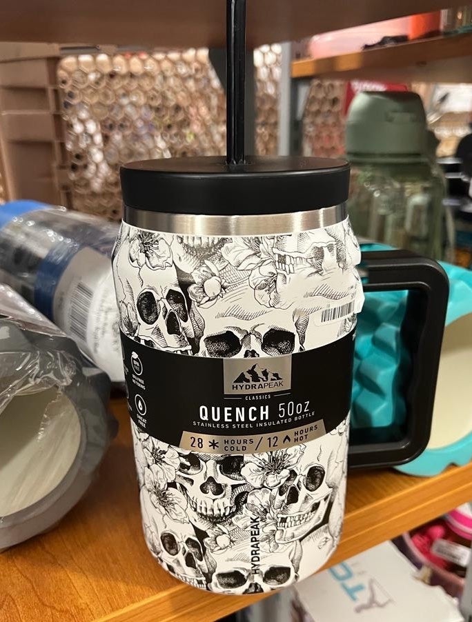 2 new HydraPeak quench 50 oz stainless steel skull tumblers !