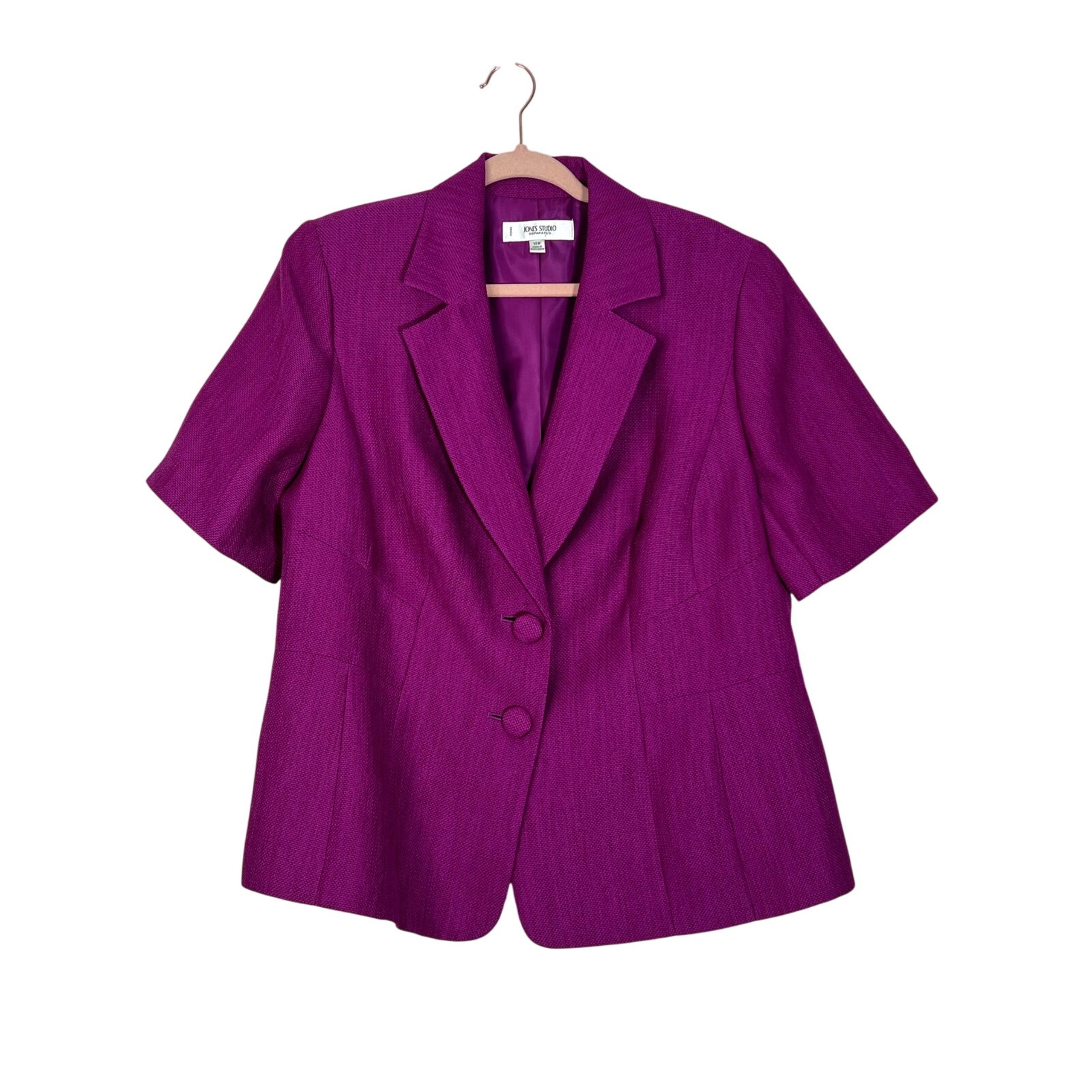 NWT Dress Barn Magenta Pink Textured Knit  Short Sleeves Blazer Size 14W