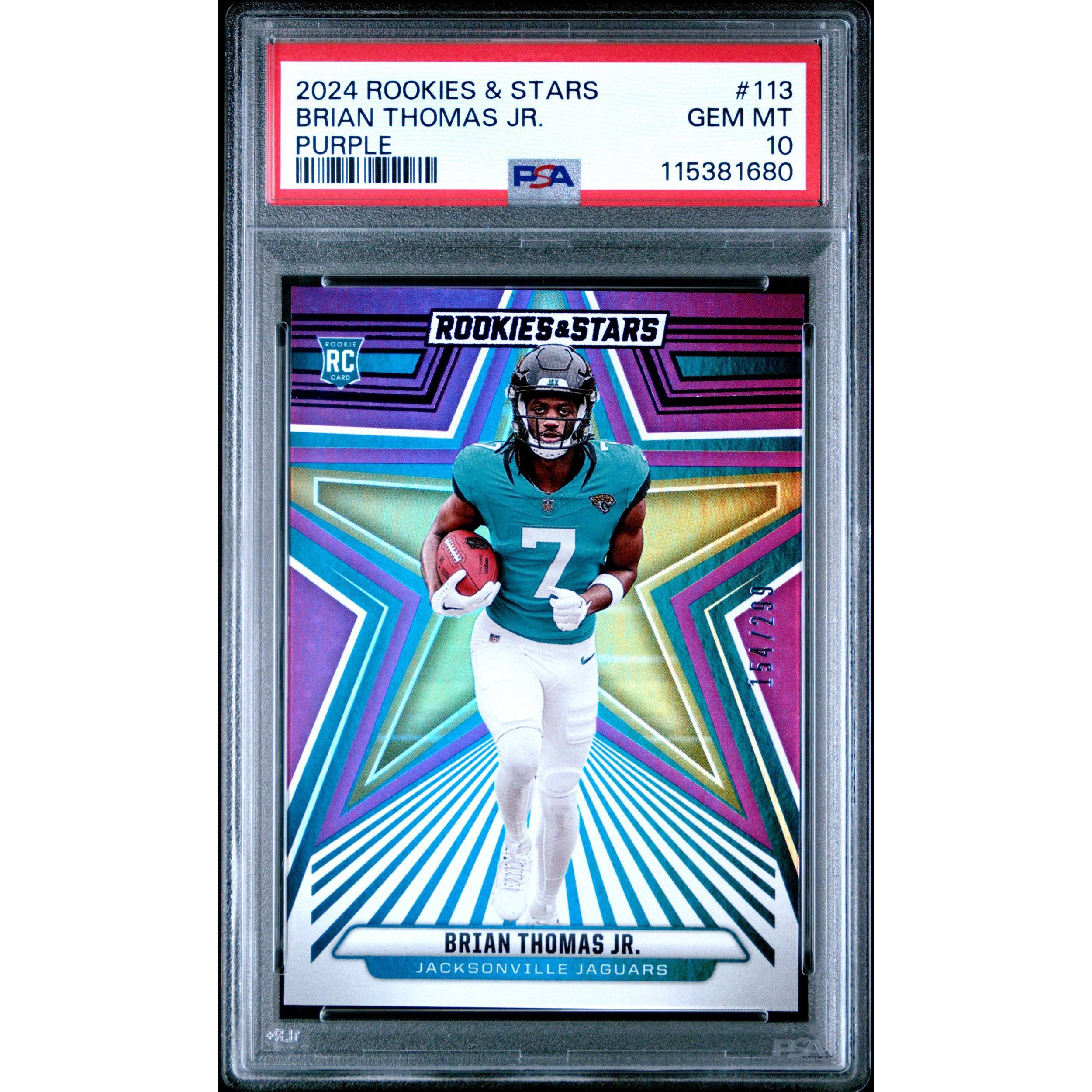 Graded 2024 Panini Rookies & Stars Brian Thomas Jr #113 Purple /299 Rookie  Car