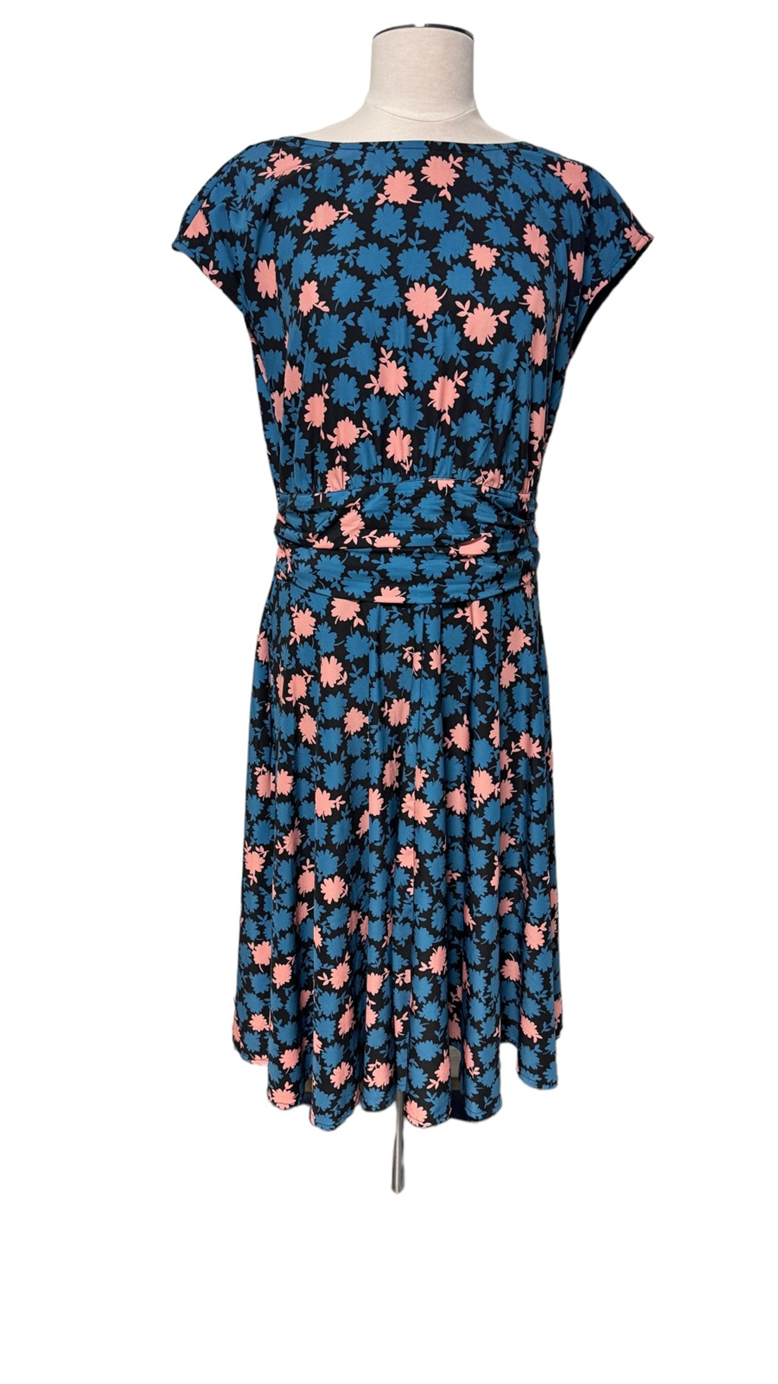 Eshakti Graphic Flower Print Pleated Crepe Dress Size M