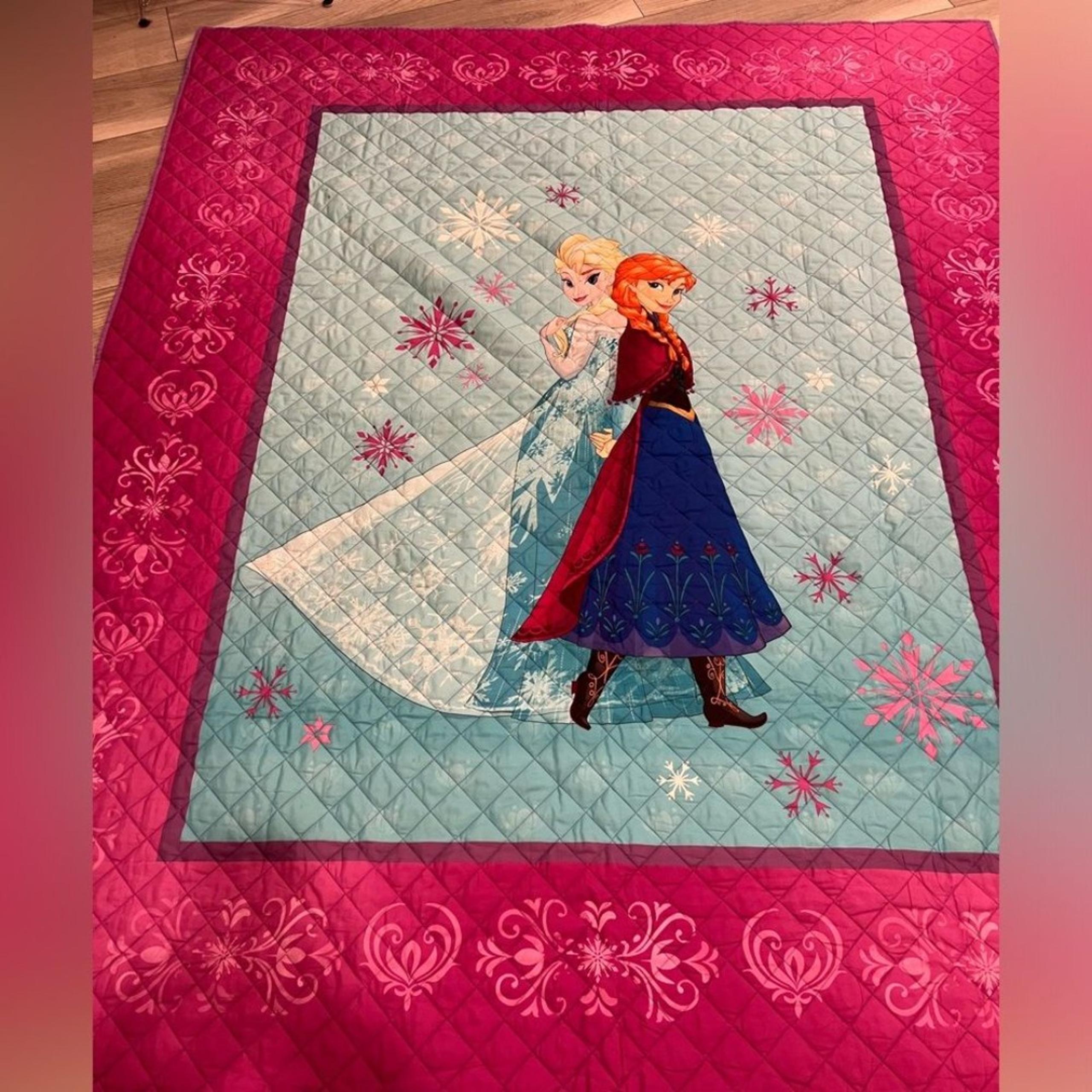 Disney Frozen Princess Anna Elsa Floral Twin Comforter reversible QuiltBedspread