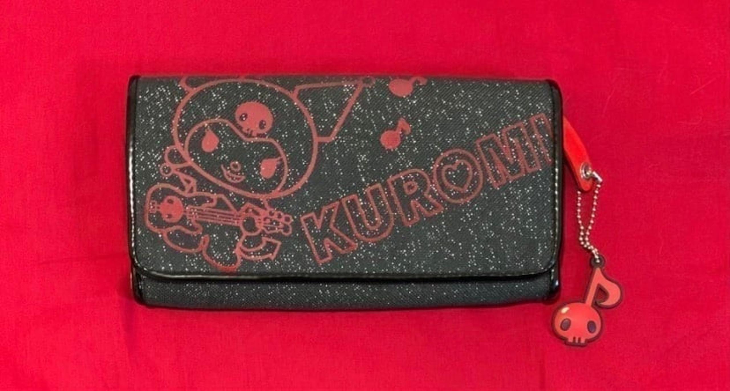2008 Sanrio Kuromi Wallet Black Red Glitter Rare Vintage