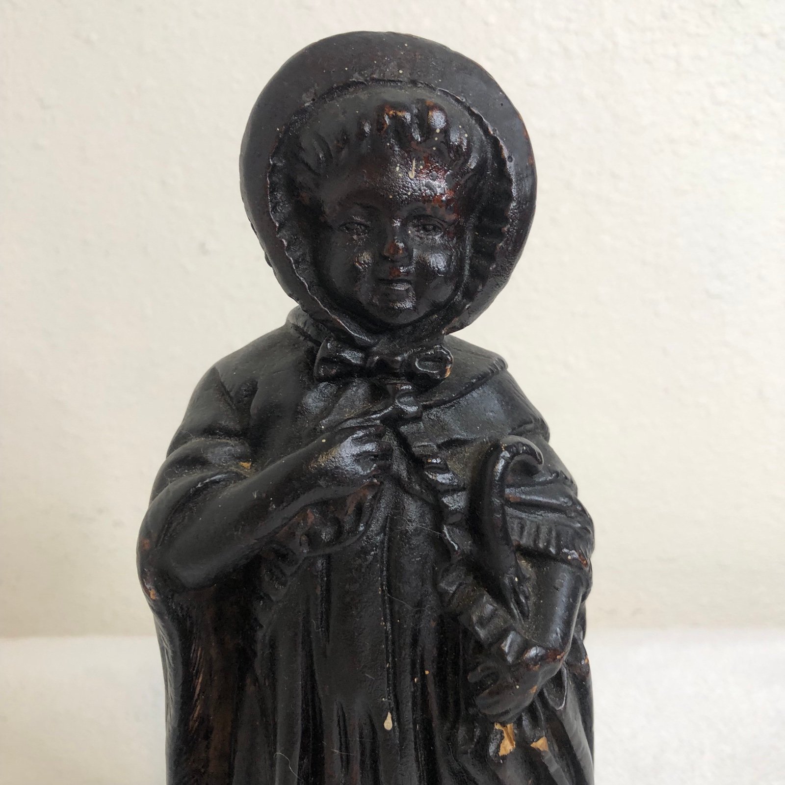 Antique Victorian Wood Hand Carved Girl Child Figurine *FLAWS