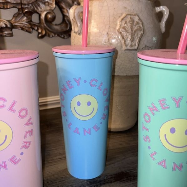 Set Of 3 Stoney Clover Lane X Target Tumbler W/ Straw Cup Pink Blue Yellow 23oz