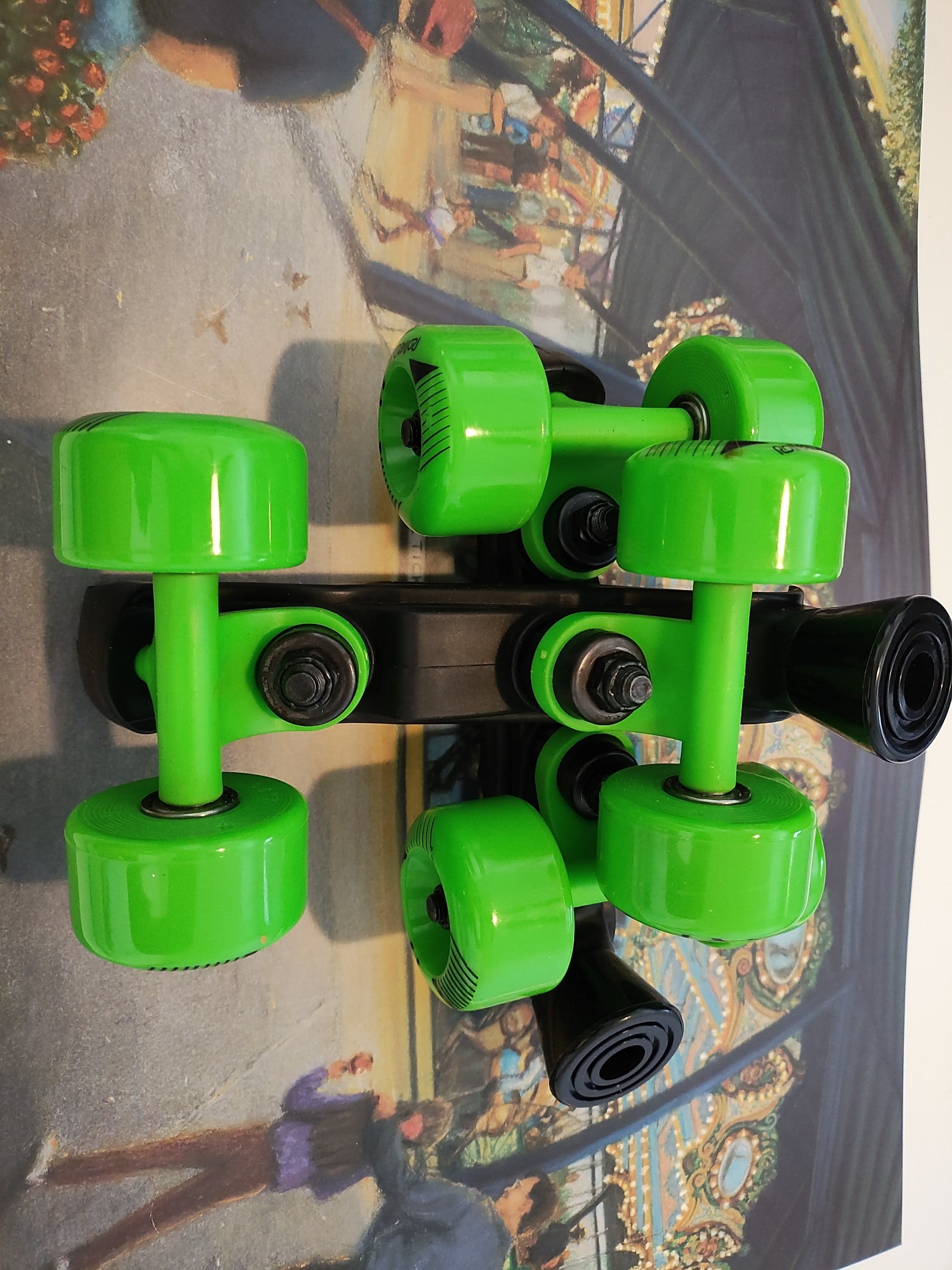 NEW Roller Derby Roller Skates Replacement Truck Plate Wheels Green Pair
