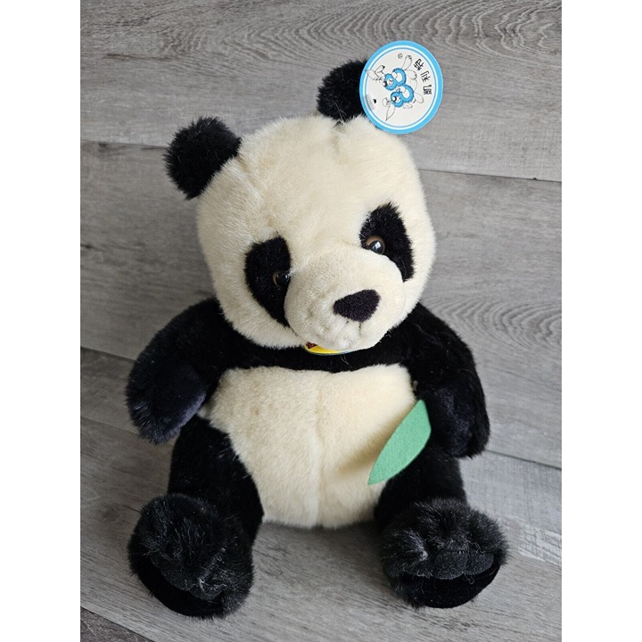 Vtg Panda Bear Bamboo Animal Plush 12