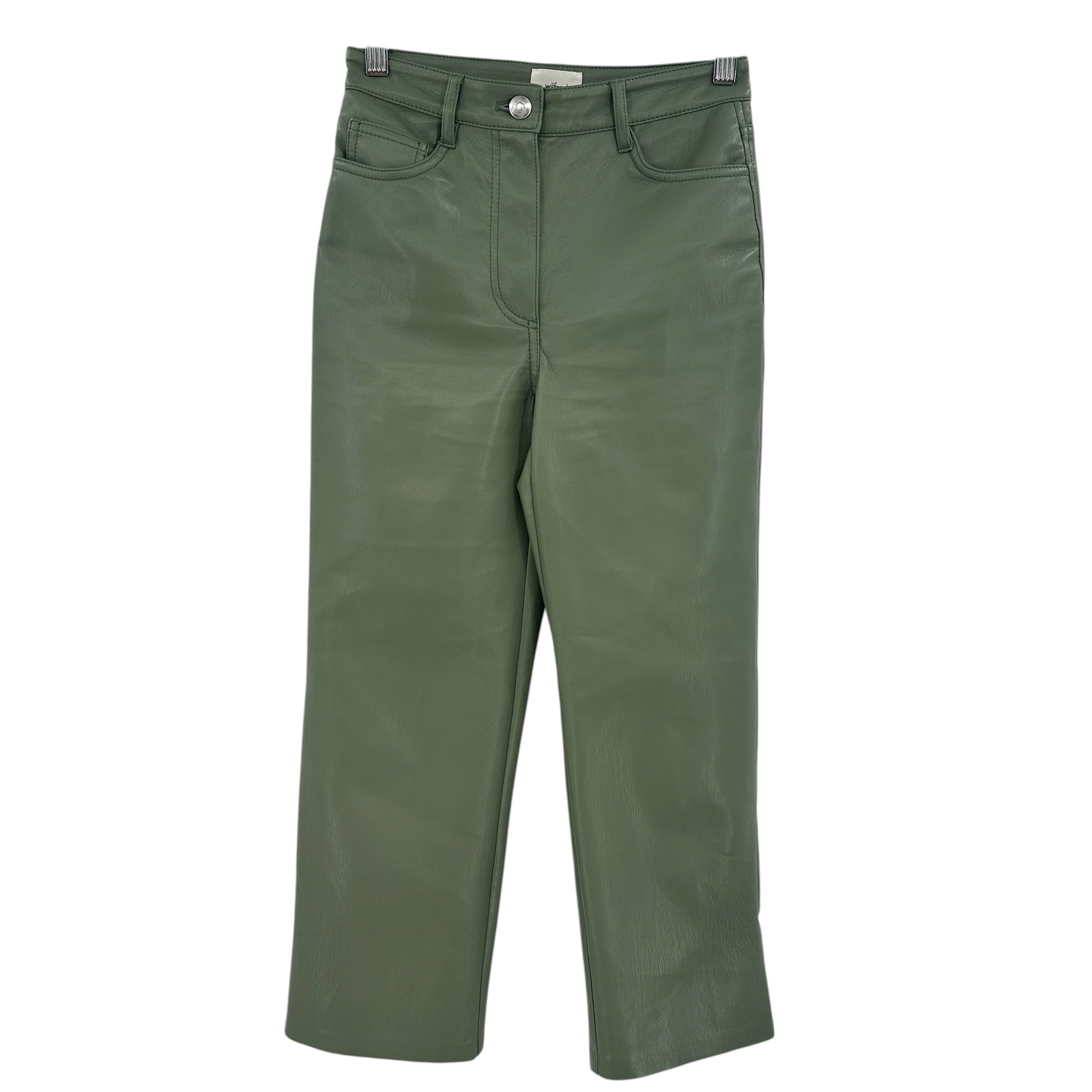 Aritzia Wilfred The Melina Pants Vegan Leather Cropped Sage Green Size 00