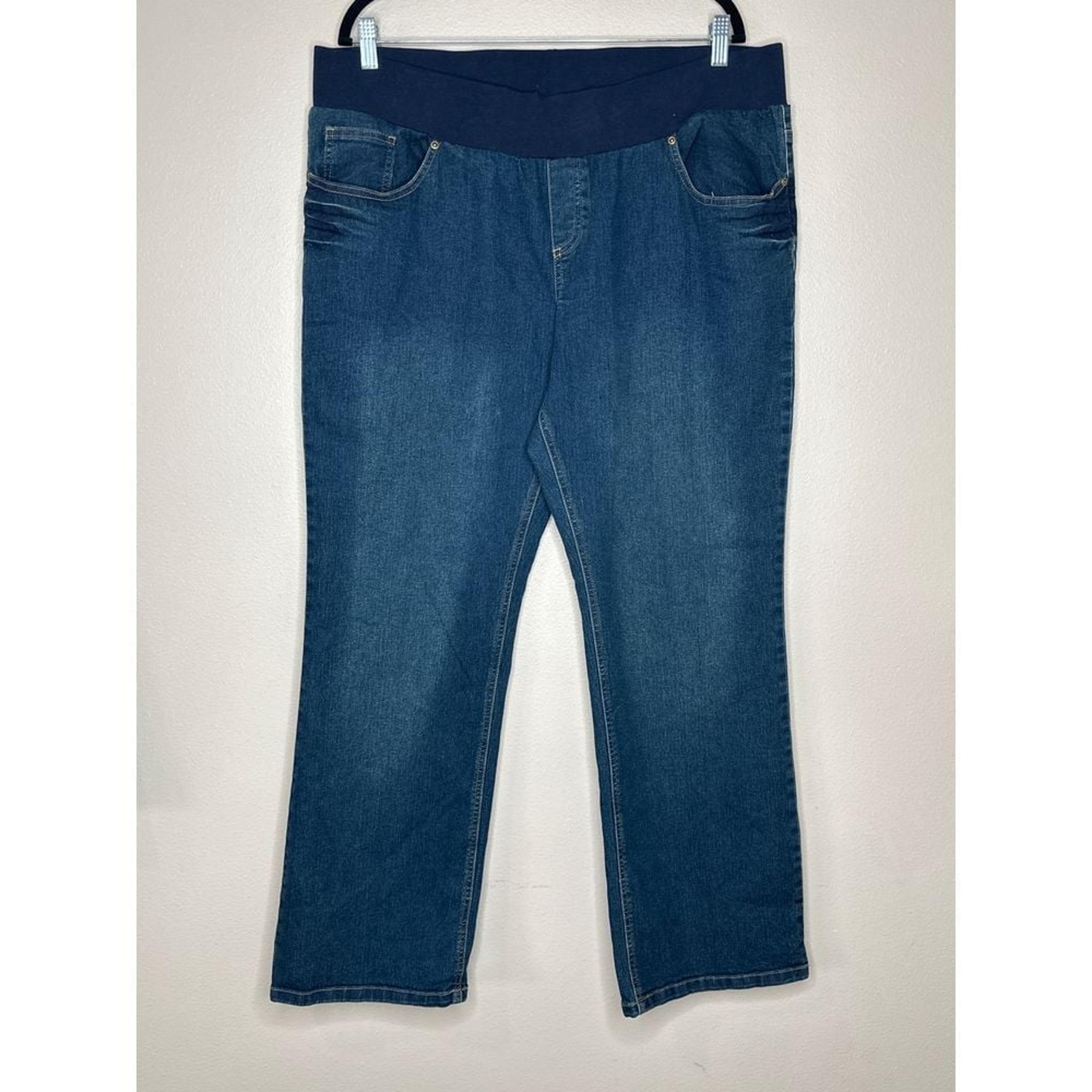Attitude Unknown Maternity Bootcut Jeans Stretchy Denim Comfort Blue XL