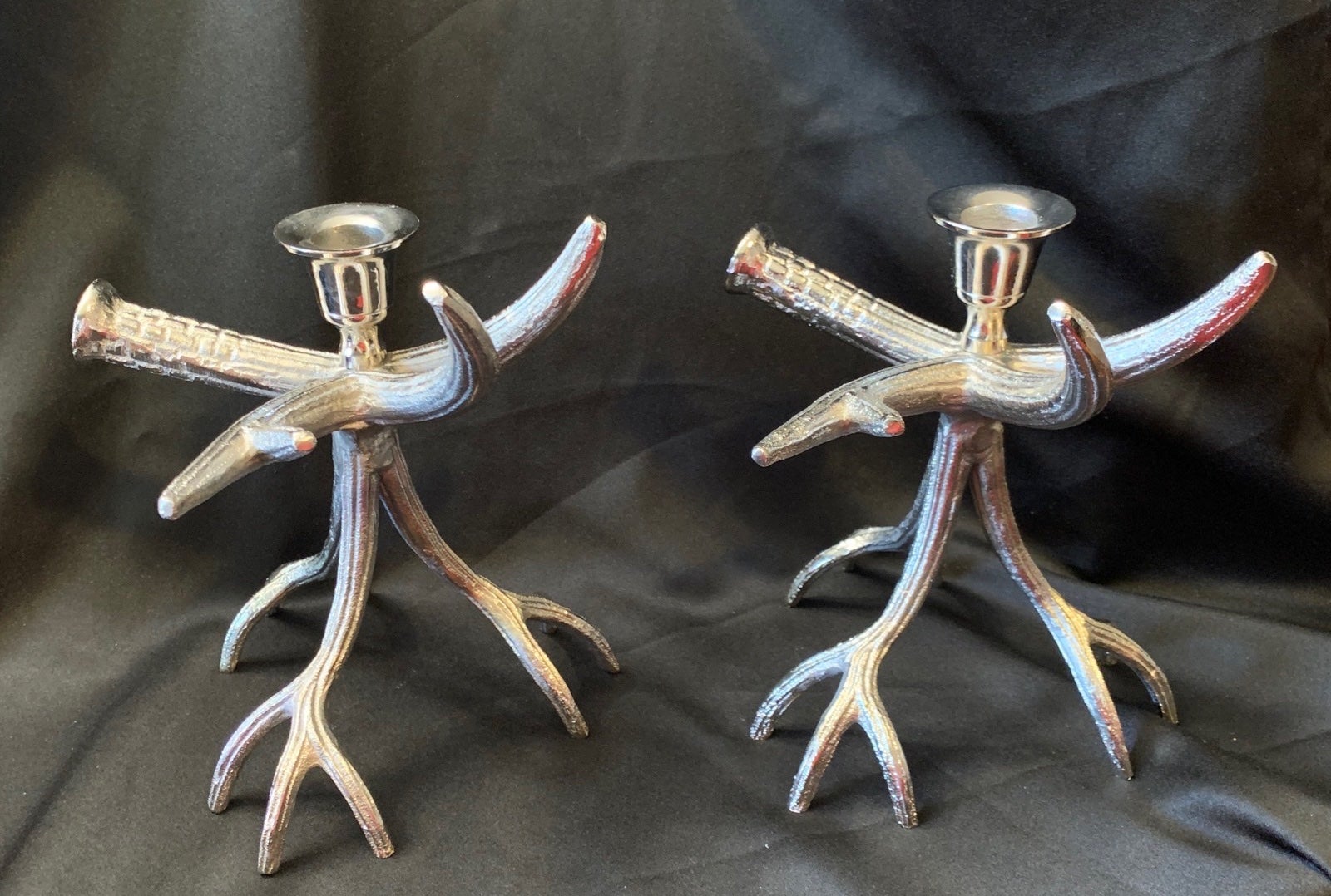 Reindeer Horns Candle Holder aluminum Set Of 2. See Pictures For Details
