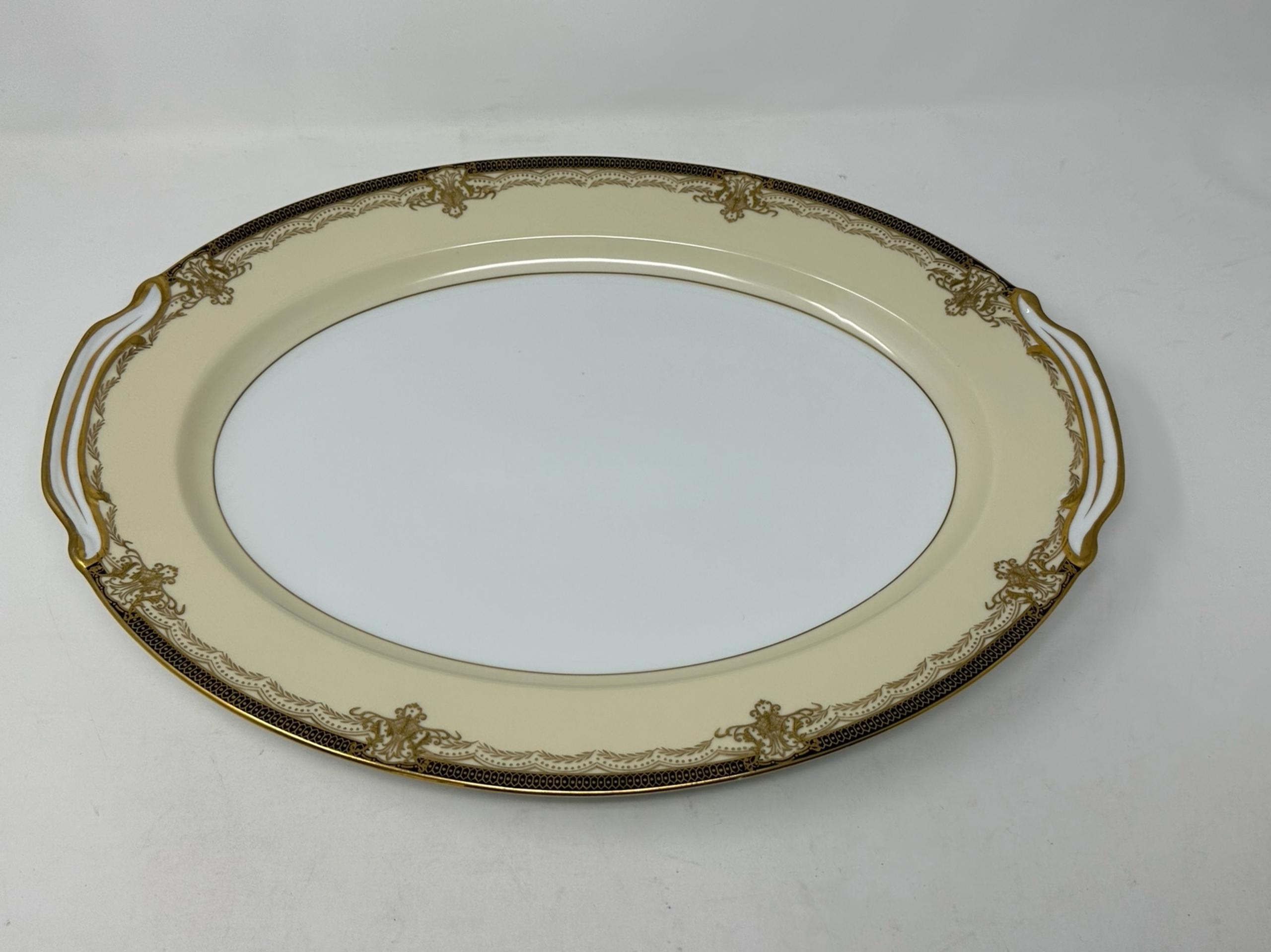 Vintage Noritake Bone China 4981 Valiere 16.5” Oval Serving Platter Black Gold