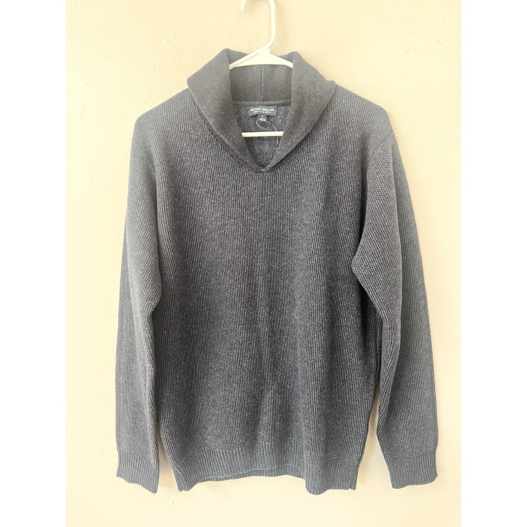 Peter Millar Crown Crafted Sweater Mens Medium Merino Wool Savona Waffle Shawl