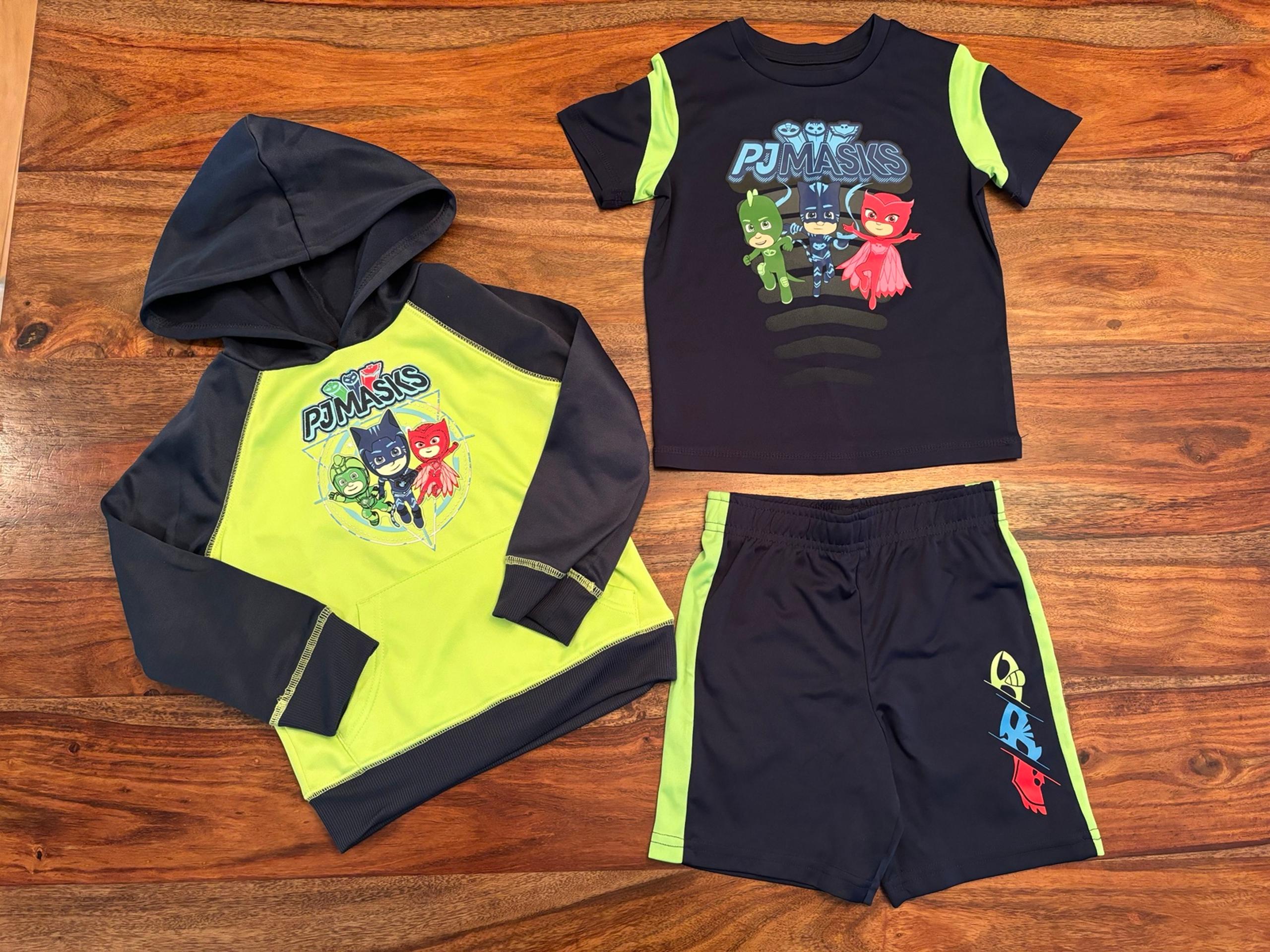 NWOT Toddler Kids PJ MASKS Jumping Beans Active Sweatshirt Shirt Shorts Sz 4T