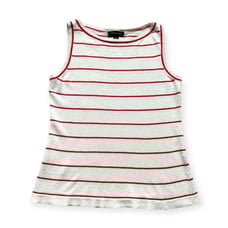 Ann Taylor Red Striped Sleeveless Blouse Tank Top