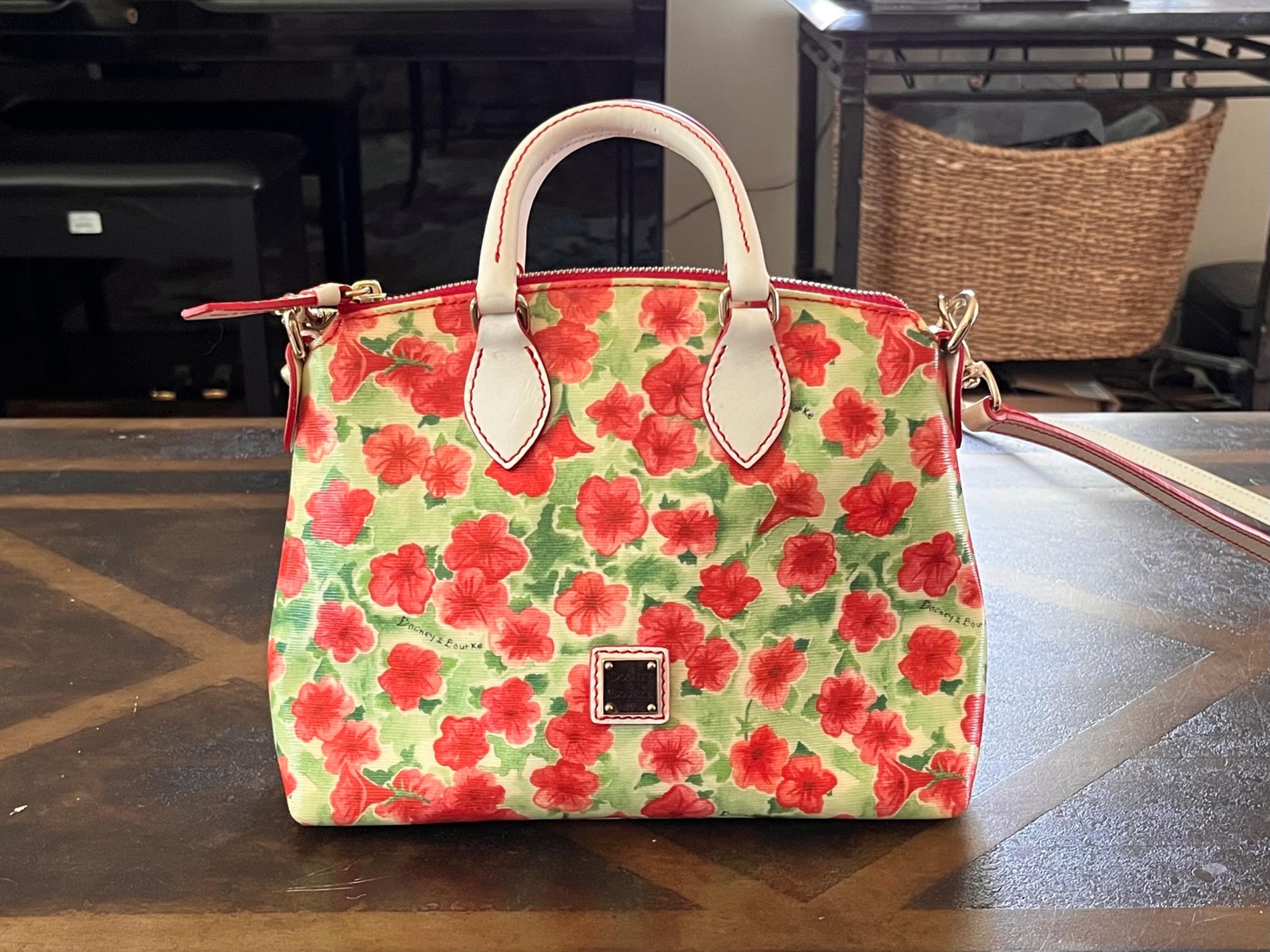 Dooney & Bourke Floral Petunia Handbag, Minor Flaw See Description
