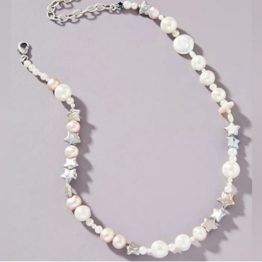 Anthropologie Delicate Pearl Star Necklace