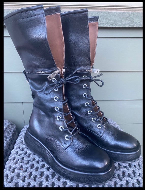 NEW 37 6.5-7 AS98 FROM GERMANY NERO MID CALF CONVERTIBLE