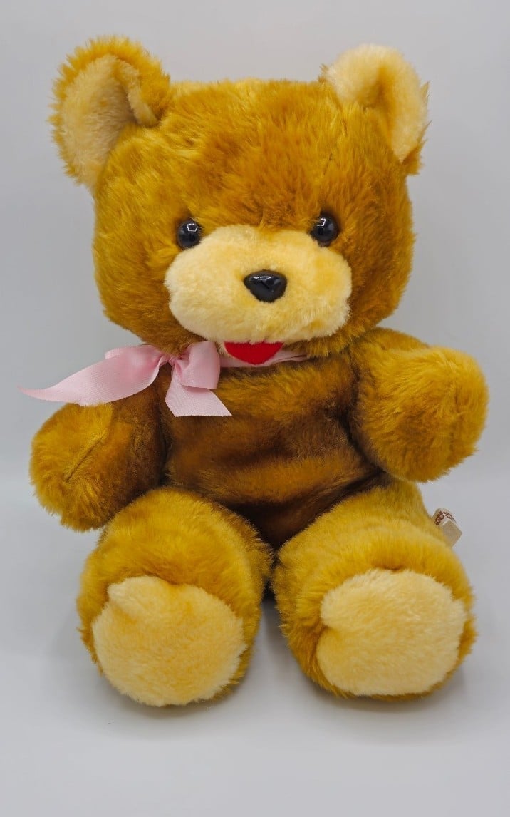 VINTAGE 17 Cuddle Wit BROWN PLUSH Bear w/ Pink Bow Tongue 4
