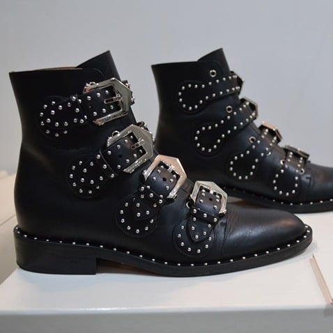 Authentic Givenchy Black Studded Leather Ankle Boot Size: 35 1/2