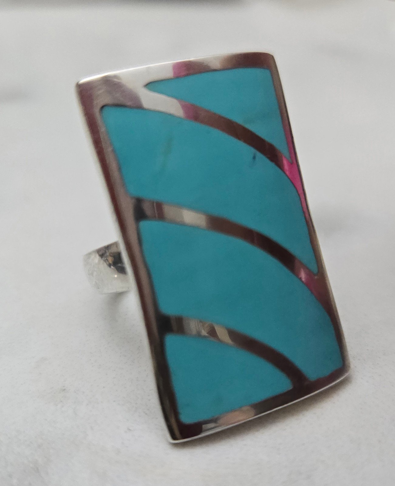 Vintage Sleeping Beauty Turquoise Sterling Silver Knuckle Ring. Size 6.5