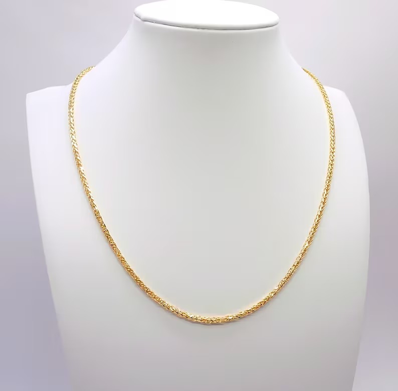 18K Gold yellow Chain / 18k Foxtail Chain square section 2.2 mm wide