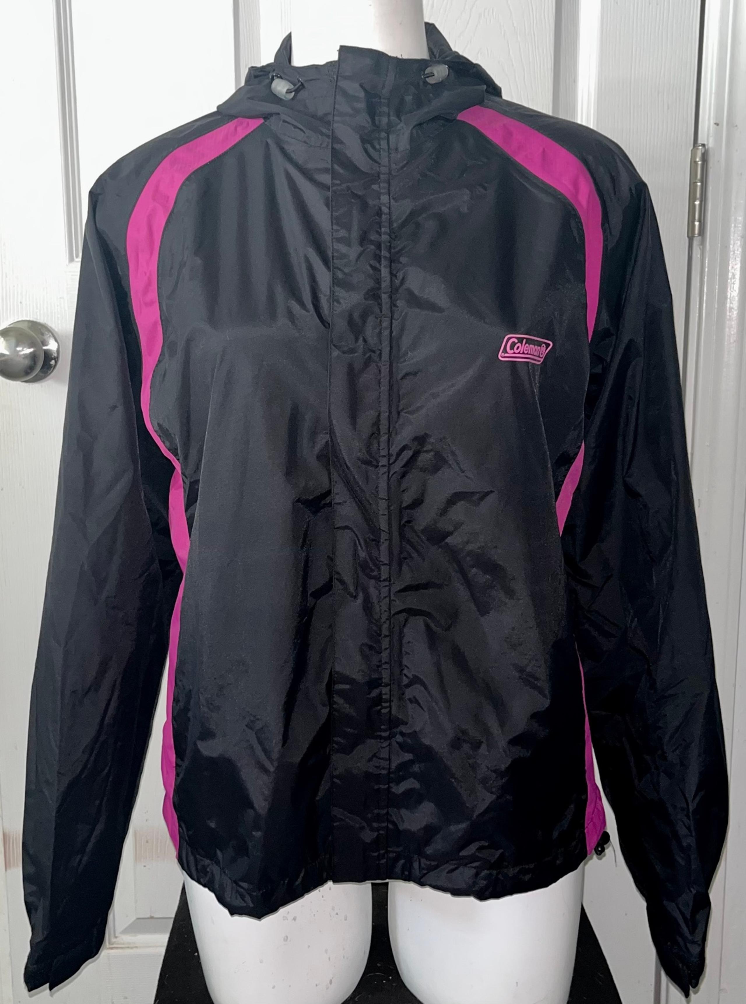 Coleman Black/Pink Full Zipper Windbreaker Hoodie size S/M