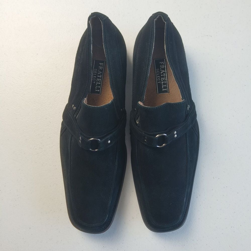 Fratelli Select Men's Leather Dress up Black Shoes Slip On Size 12M