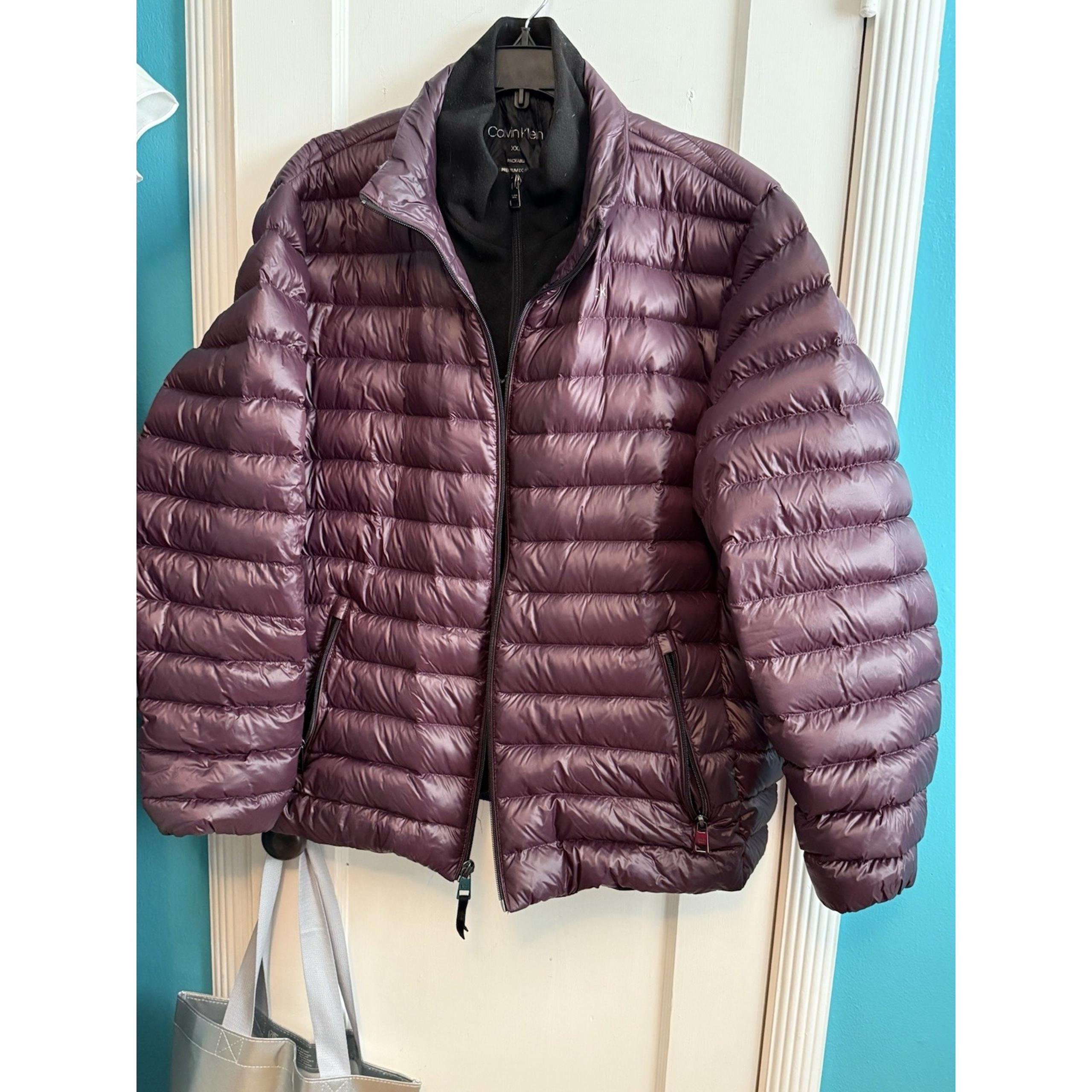 Calvin Klein Jacket Womens XXL Purple Duck Down Quilted Puffer Coat Parka Trench