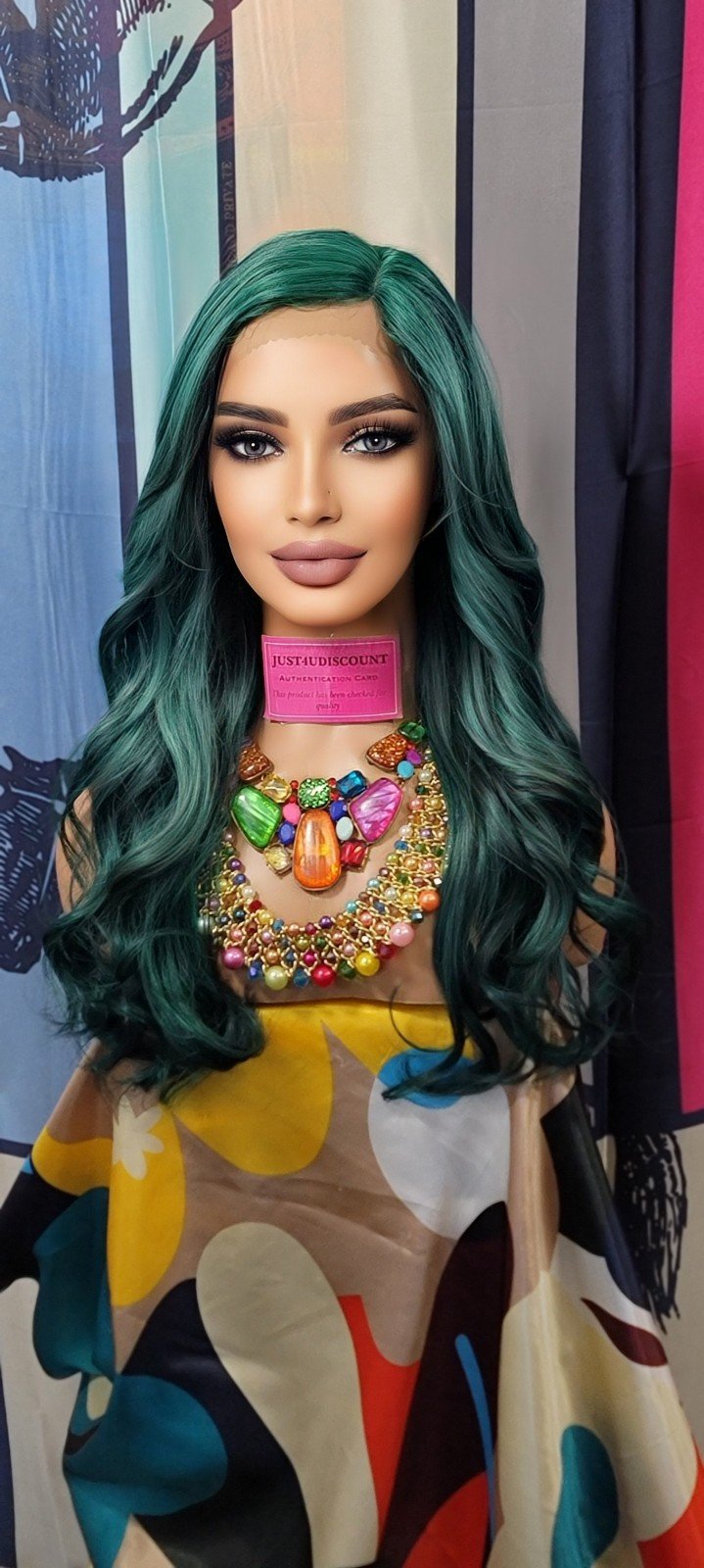 Reality run way wavy side part green hd lace front wig