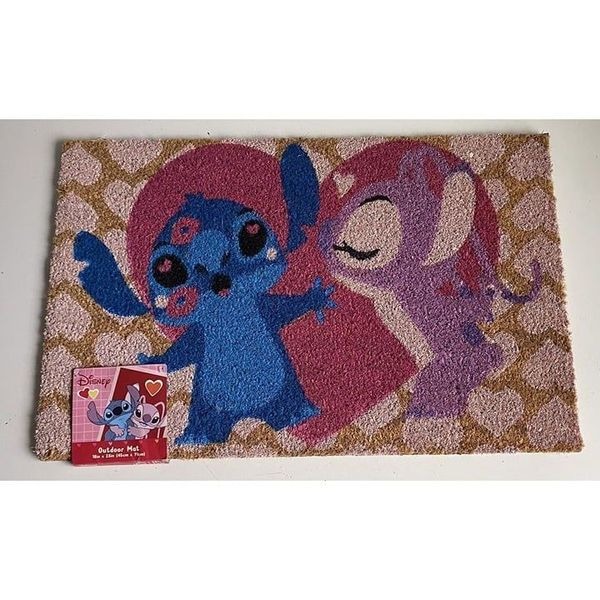 Disney Stitch And Angel Valentines Doormat Mat Coir Outdoor 18 x 30 NEW