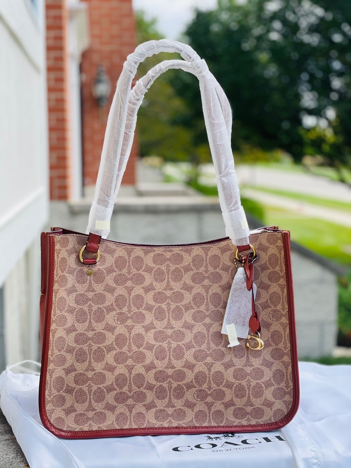 NWT！COACH TYLER SIGNATURE COATED CANVAS & LEATHER CARRYALL（COACH C2591）
