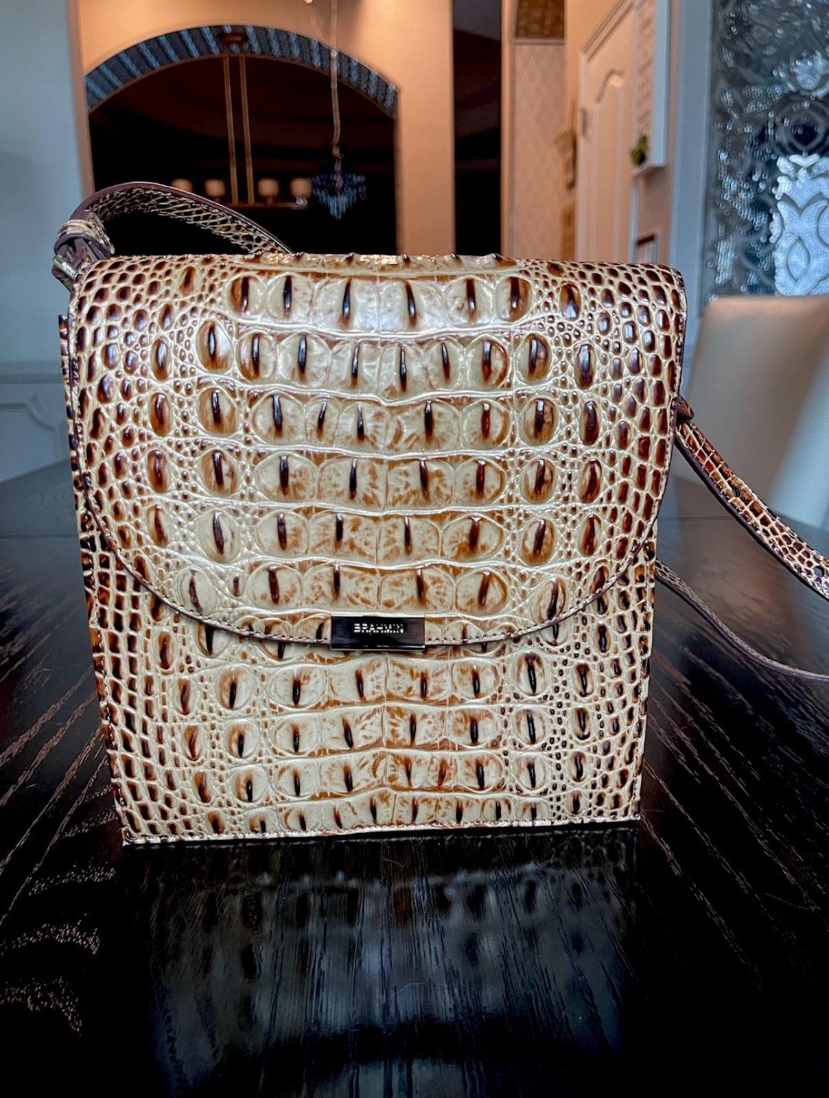 Brahmin Kimmie Toasted Brown Flap Crossbody