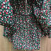 Sea New York Lilly Dress Size XL Puff Sleeve Strawberry Print Smocked Cutout