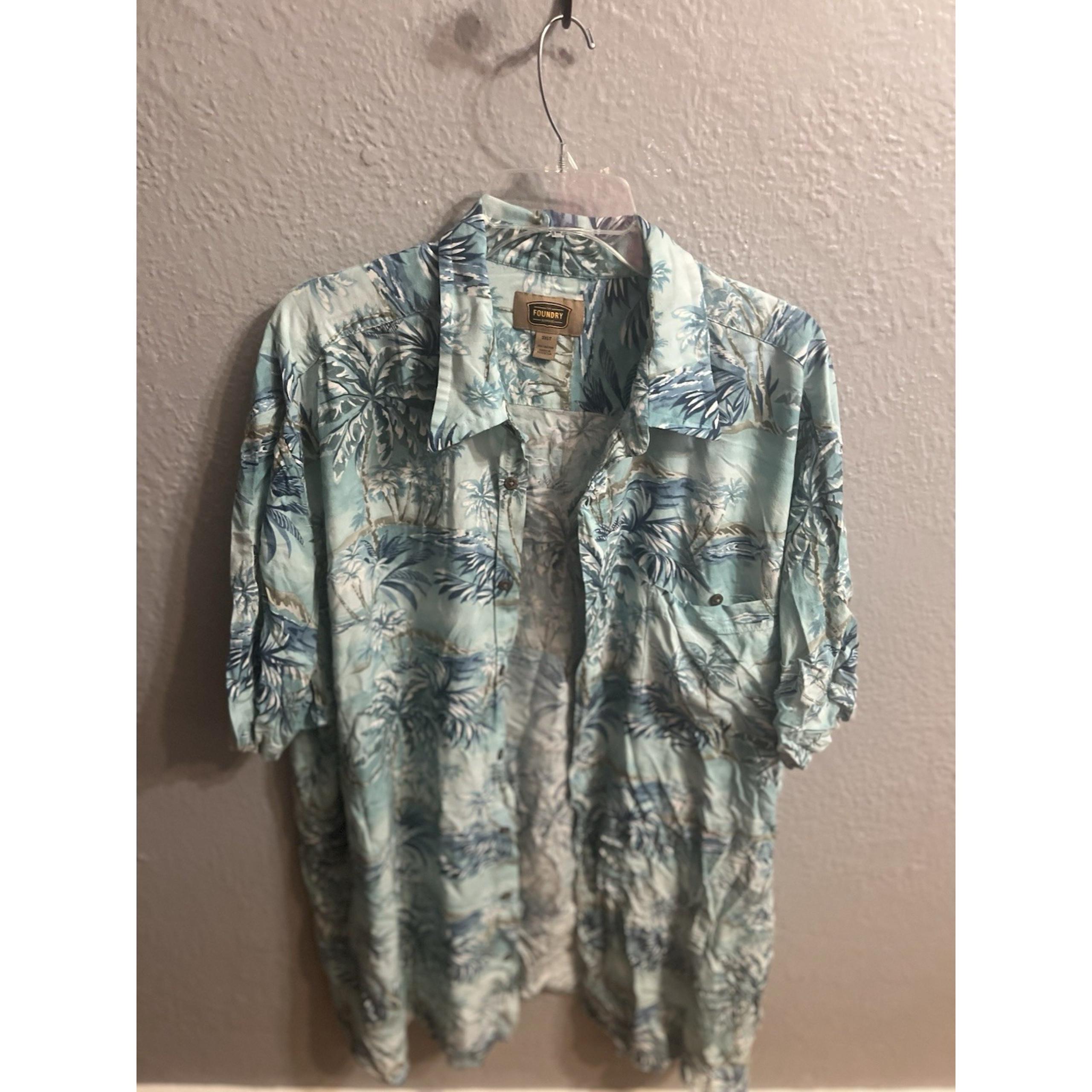 The Foundry Shirt Mens Size 3XLT Hawaiian Blue Short Sleeve