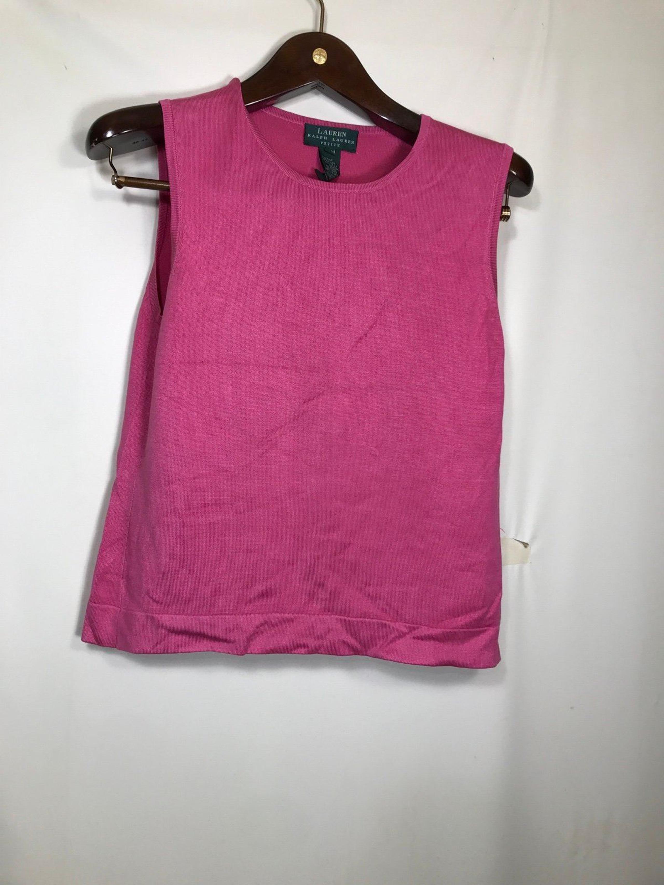 Tank Lauren Ralph Lauren Women's Pink Cotton Blend Tank Top, Size PM