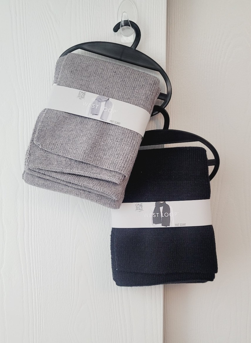 2X West Loop Knit Scarves One Size Fits Most, 1 Grey 1 Black