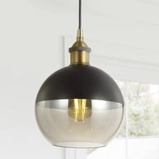 Nixon 7.5 in. 1-Light Gold/Black Adjustable Drop Globe Metal/Glass LED Pendant