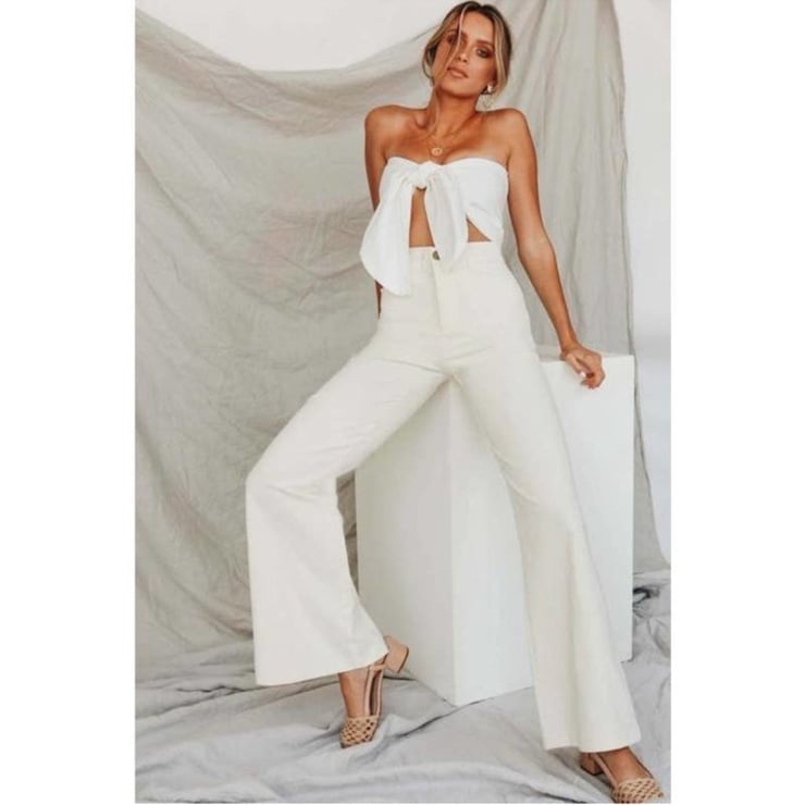 Verge girl cream face of being cord flare corduroy pants AU 8