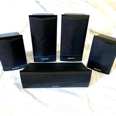 5 Sony Surround Sound Speakers black vintage