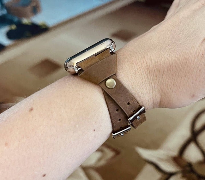 (Only Band) Leather Bands Compatible with Apple Watch Band Women 41mm 38mm 40mm