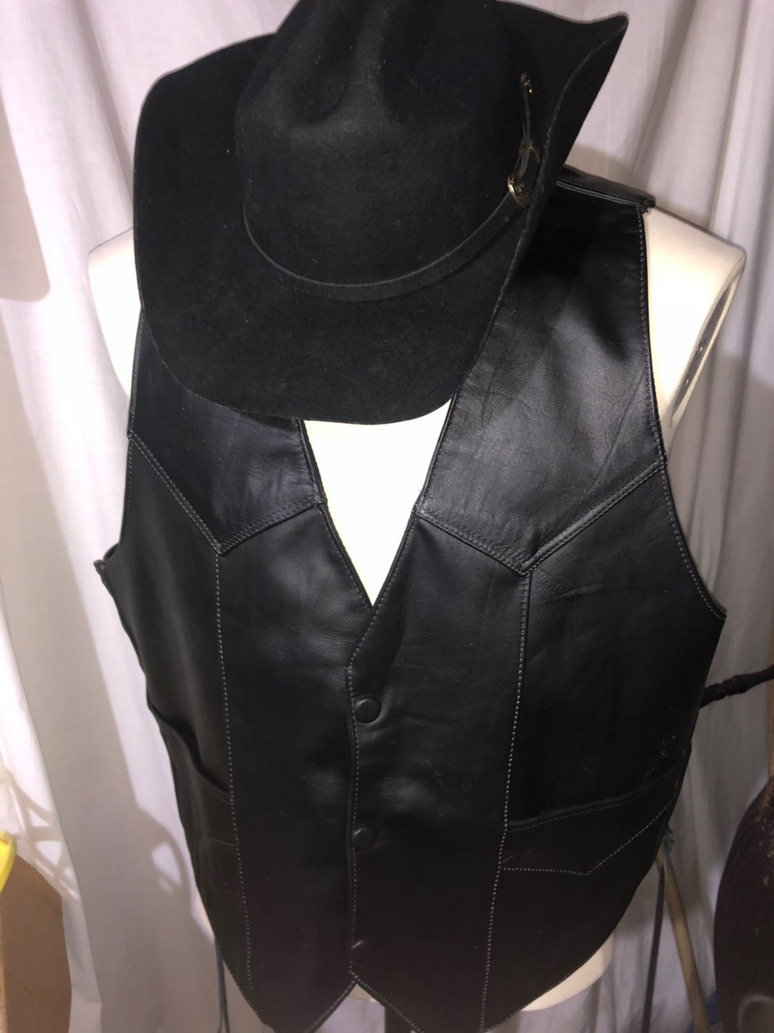 Leather Vest Size XL Hat Size 6 7/8