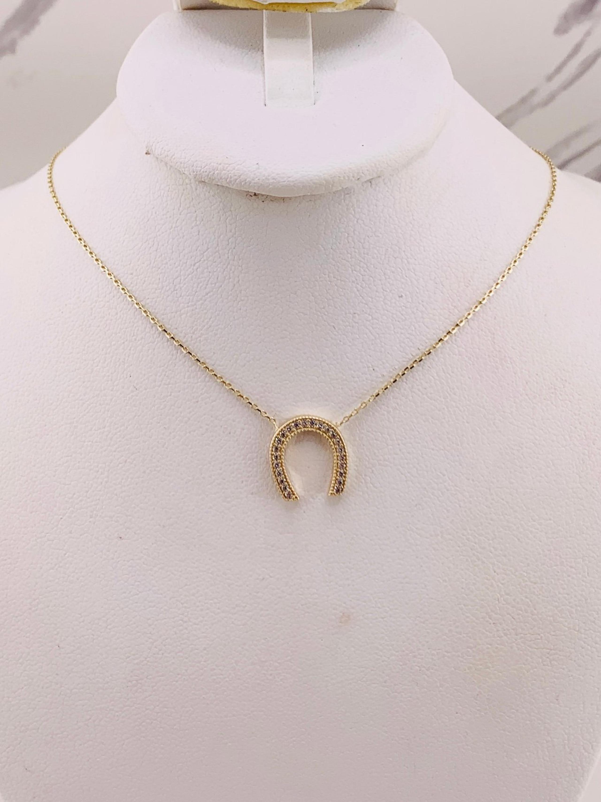❤️ Real 14k solid gold necklace horseshoe