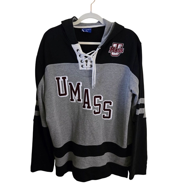 UMass Amherst Collegiate Champion Hooded Hockey Sweatshirt Unisex Size L