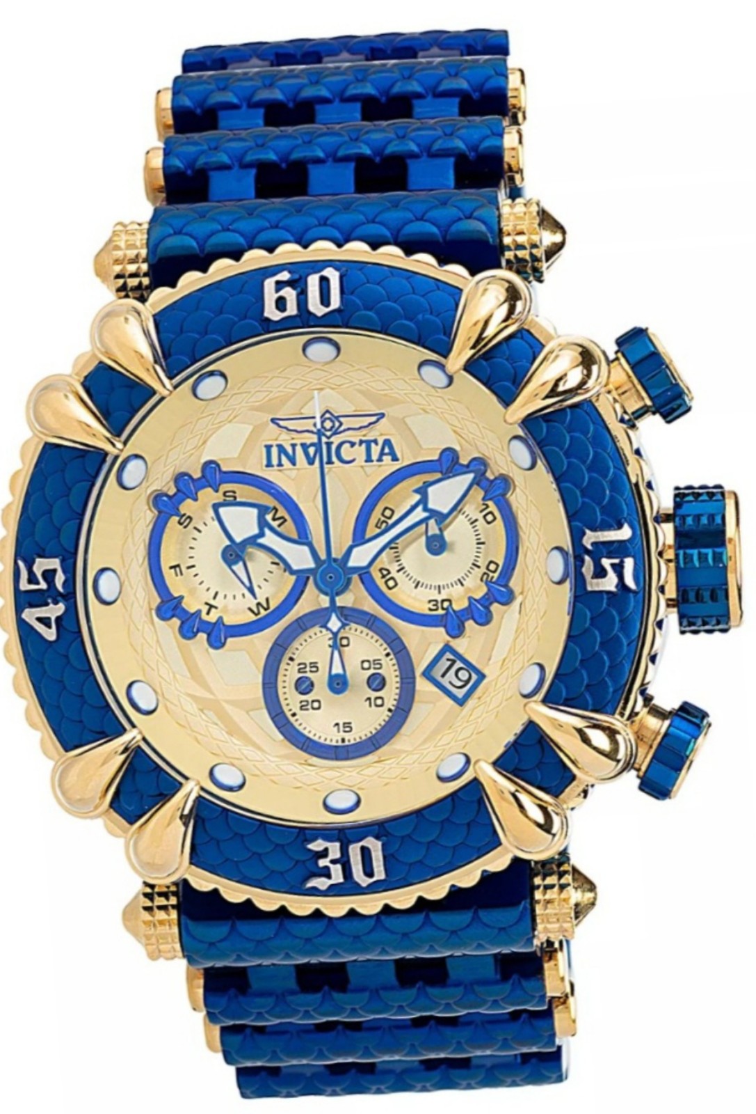 A VERY RARE BEAUTIFUL INVICTA SUBAQUA TALON 52MM BLUE AND GOLD