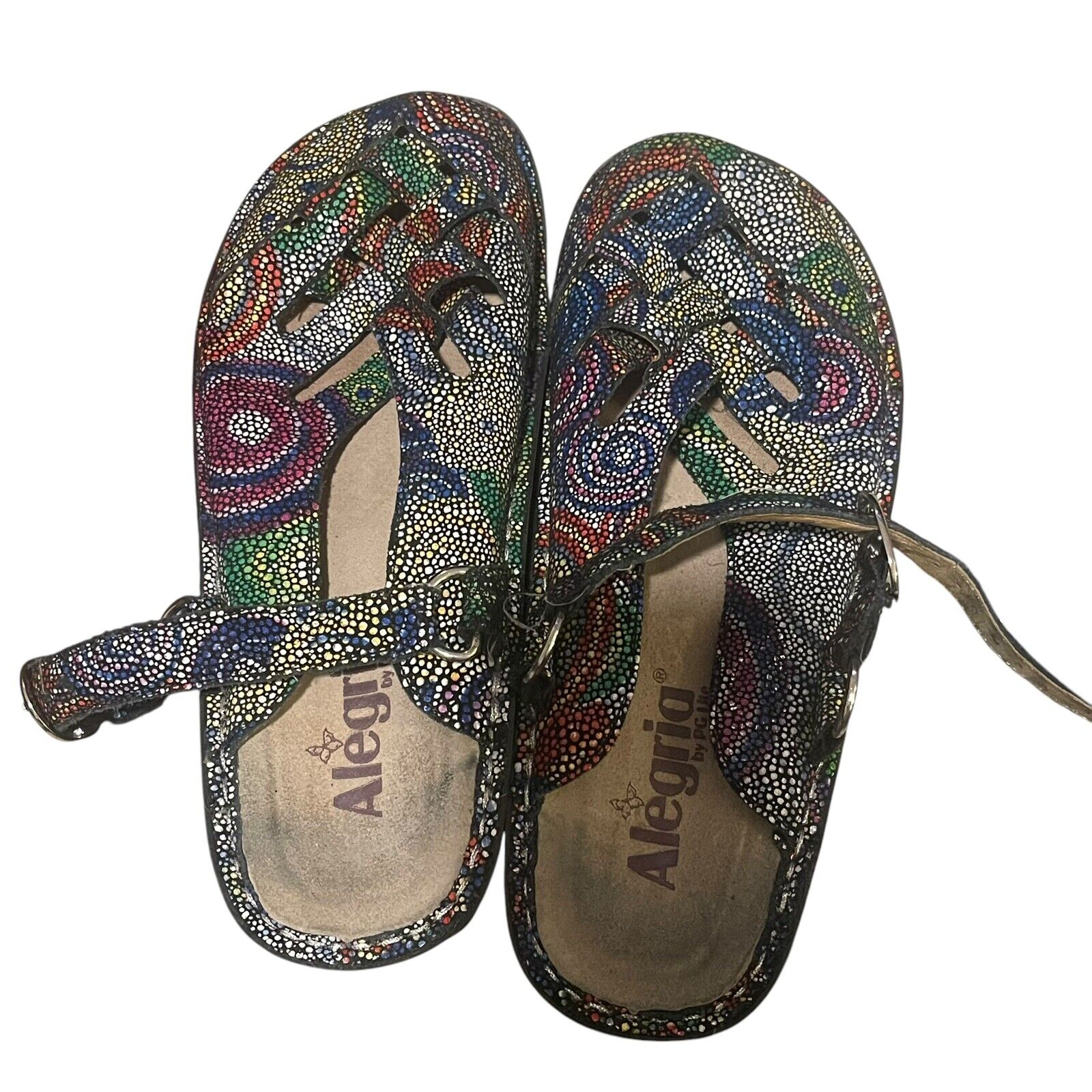 Alegria Size 38 Fre 387 Leather Mules Clogs Multi Color Size 7.5